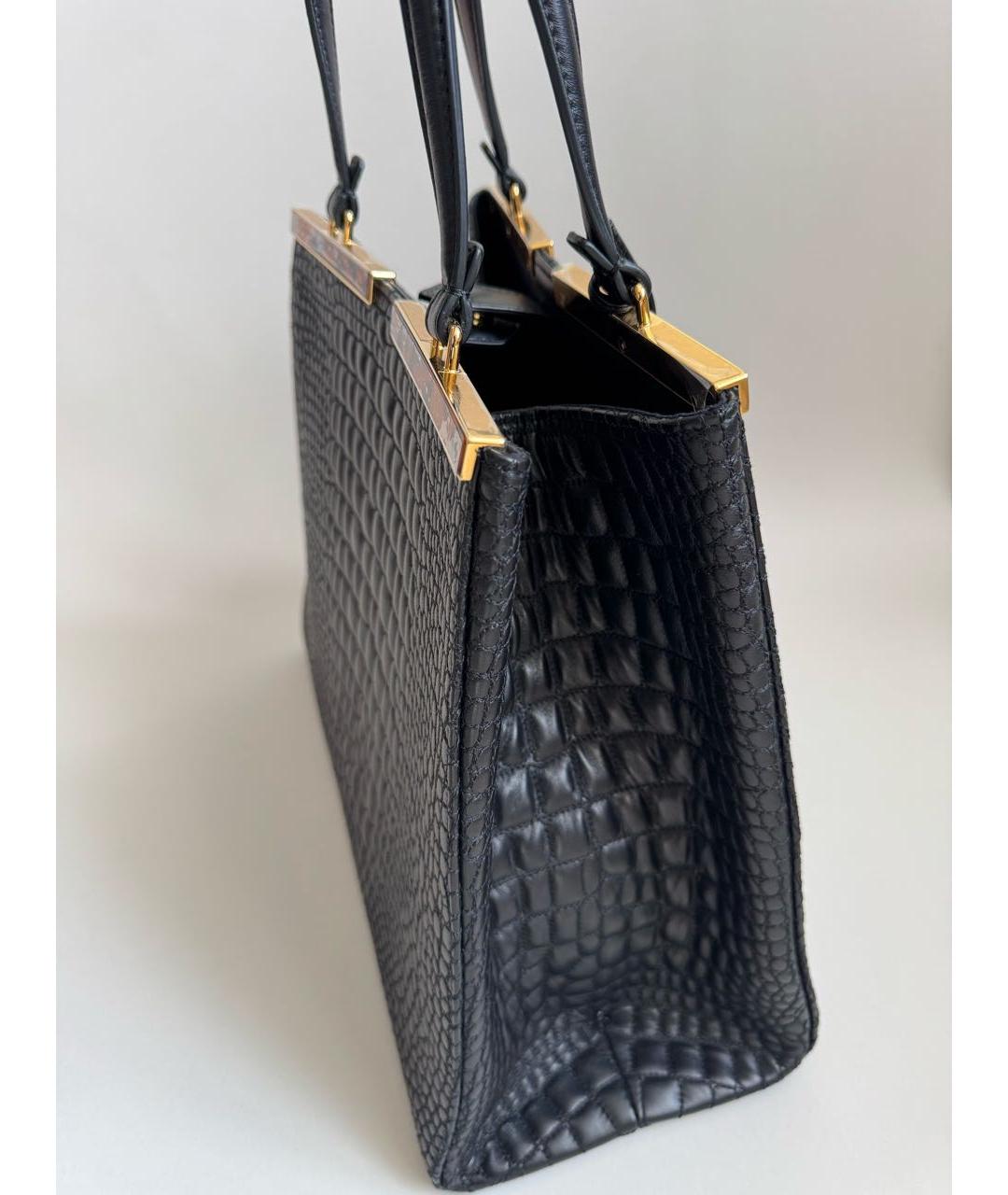 FENDI Черная кожаная сумка тоут, фото 5