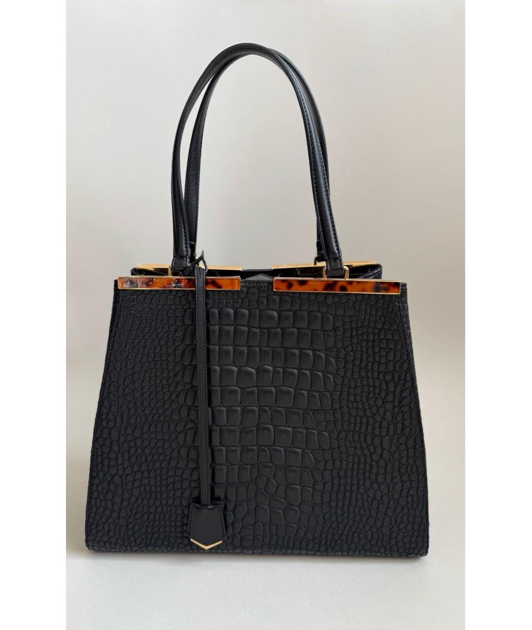 FENDI Черная кожаная сумка тоут, фото 8