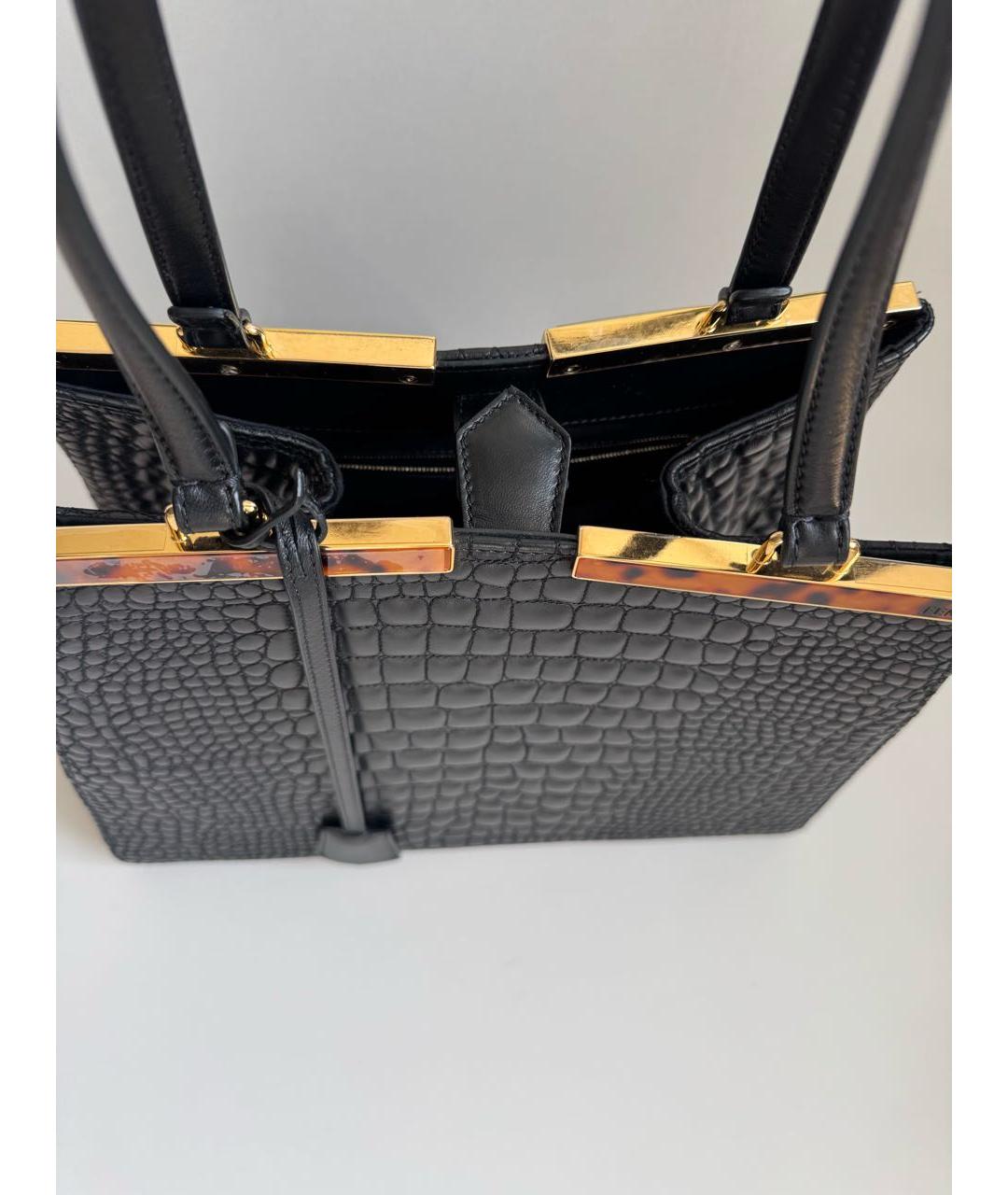 FENDI Черная кожаная сумка тоут, фото 4