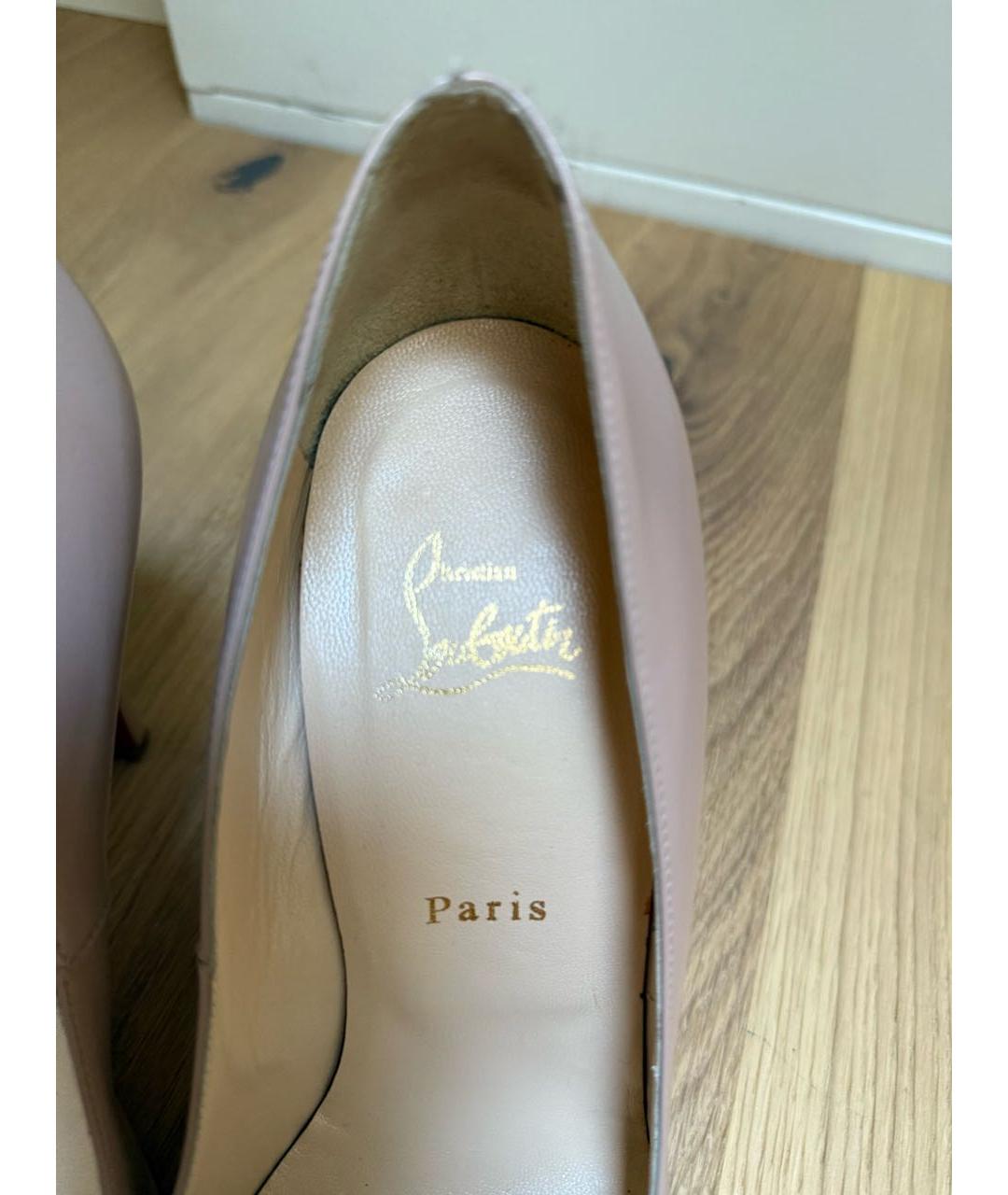 CHRISTIAN LOUBOUTIN Бежевые кожаные туфли, фото 4