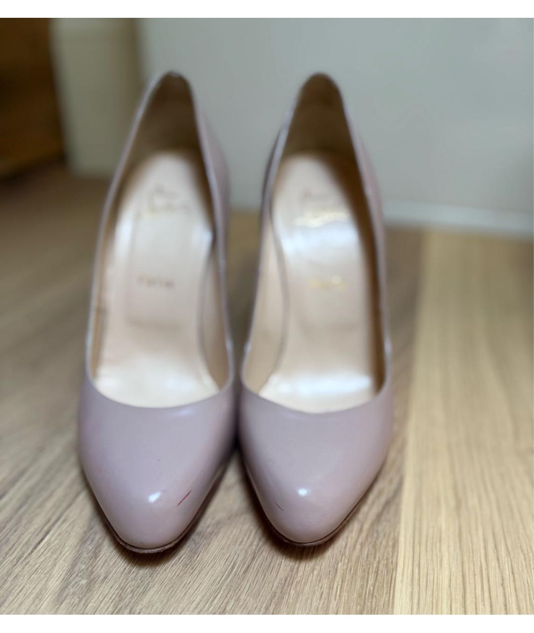 CHRISTIAN LOUBOUTIN Бежевые кожаные туфли, фото 2