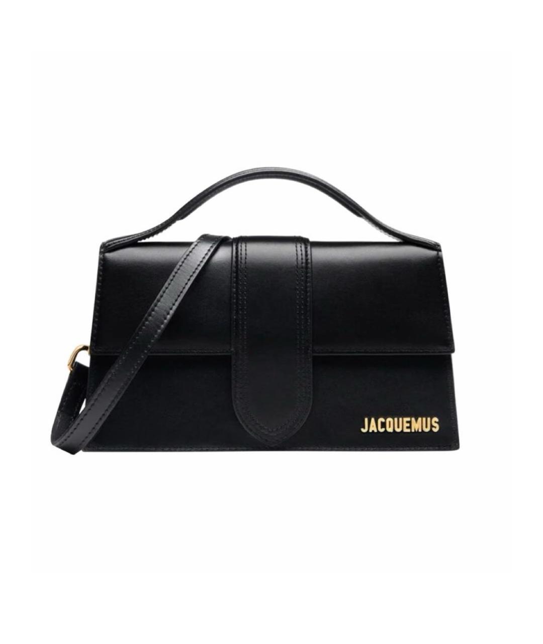 JACQUEMUS Черная кожаная сумка тоут, фото 1