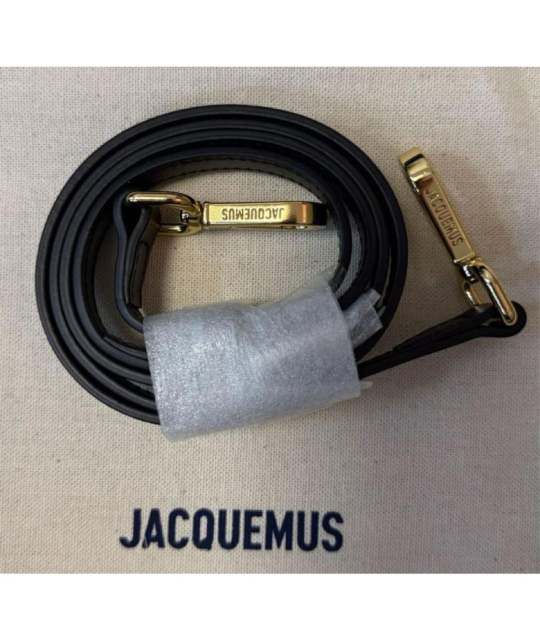 JACQUEMUS Черная кожаная сумка тоут, фото 6