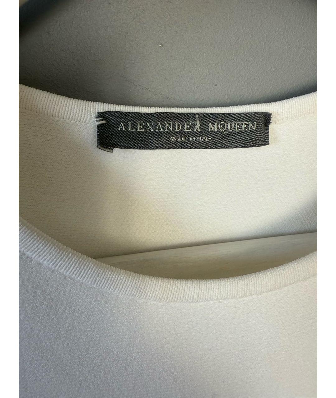 ALEXANDER MCQUEEN Белое вискозное коктейльное платье, фото 4