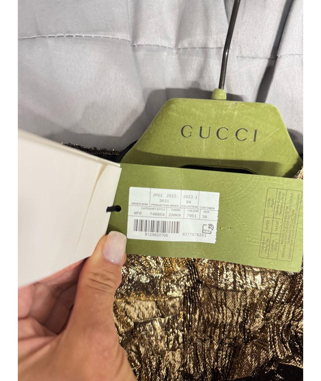 GUCCI Золотое полиэстеровое вечернее платье, фото 7