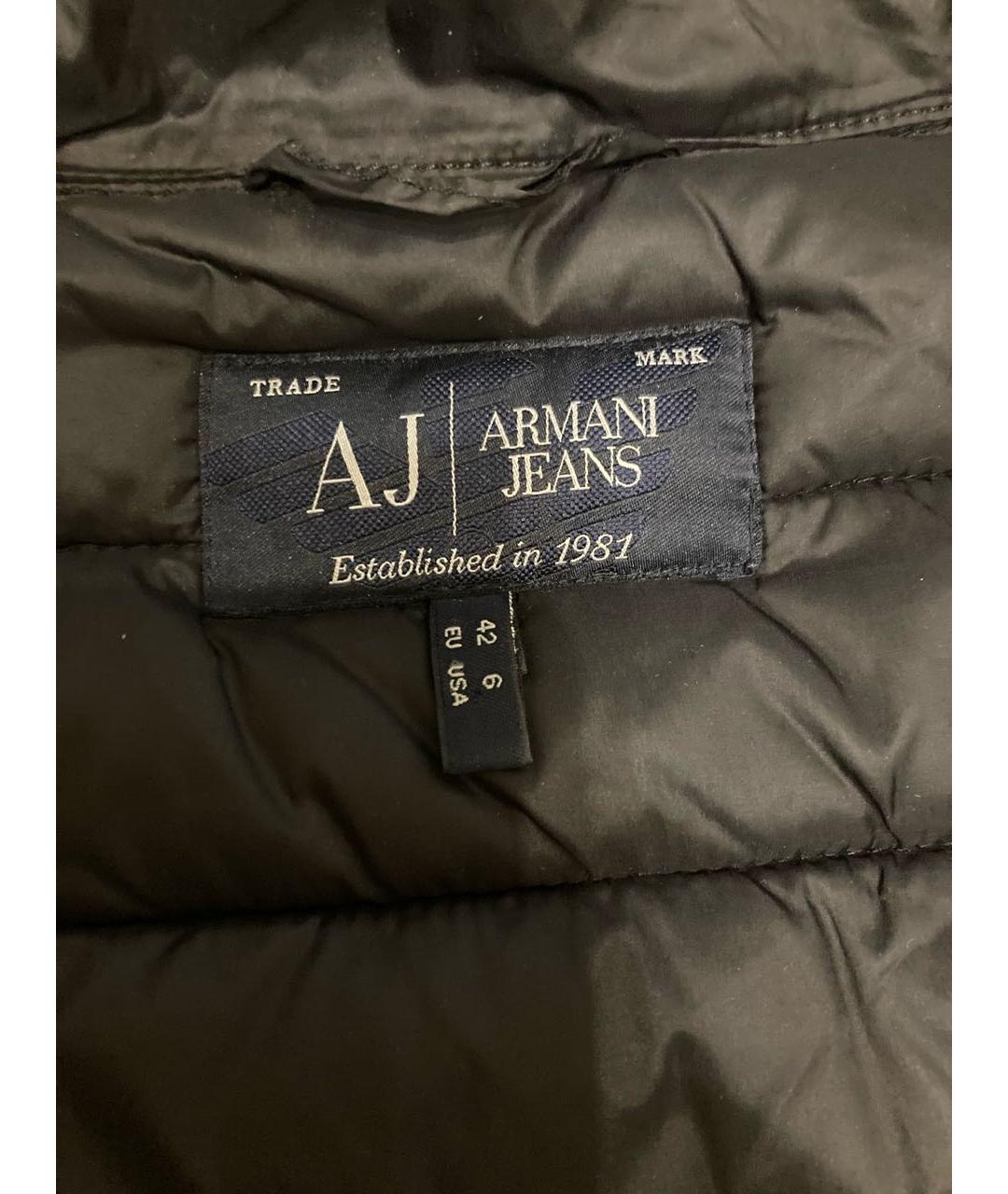 ARMANI JEANS Черный синтетический пуховик, фото 3