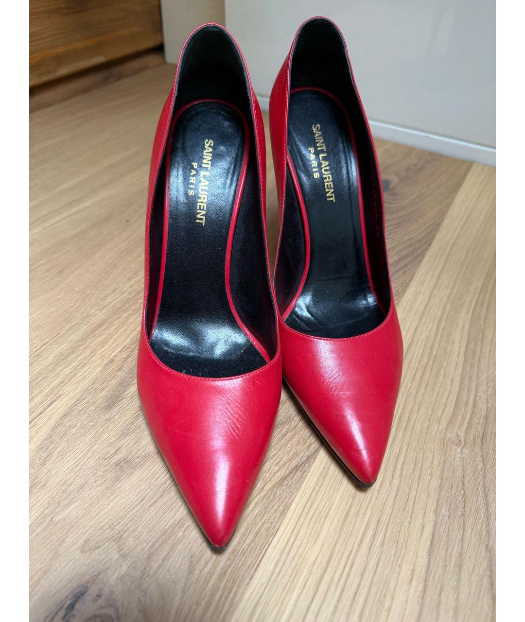 SAINT LAURENT Красные кожаные туфли, фото 2