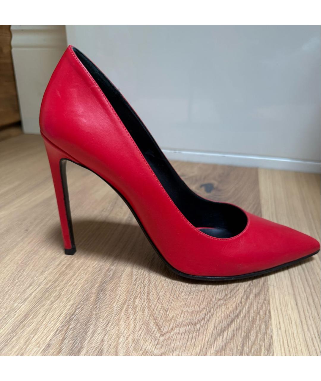 SAINT LAURENT Красные кожаные туфли, фото 5