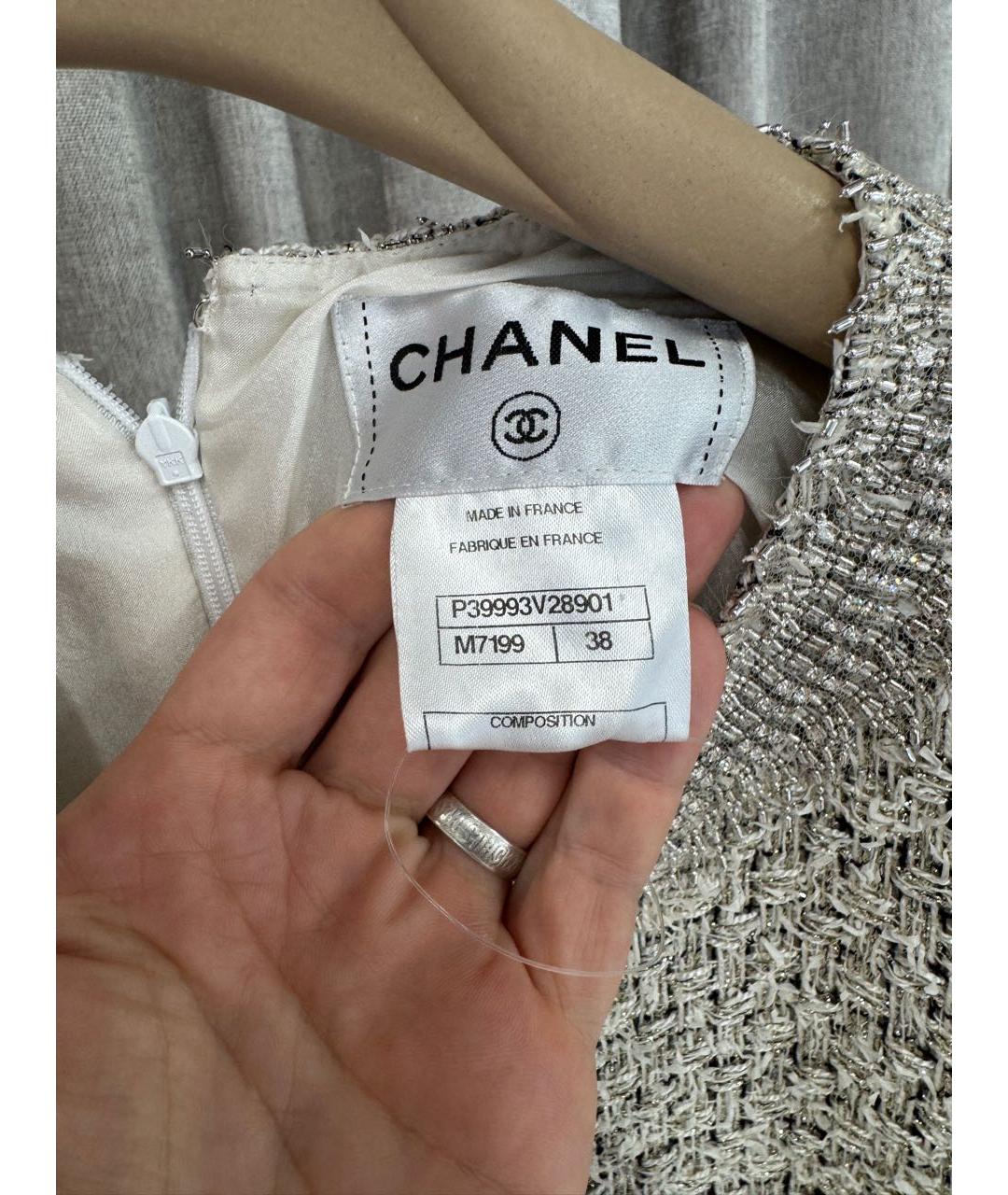 CHANEL Серебряное шерстяное вечернее платье, фото 3