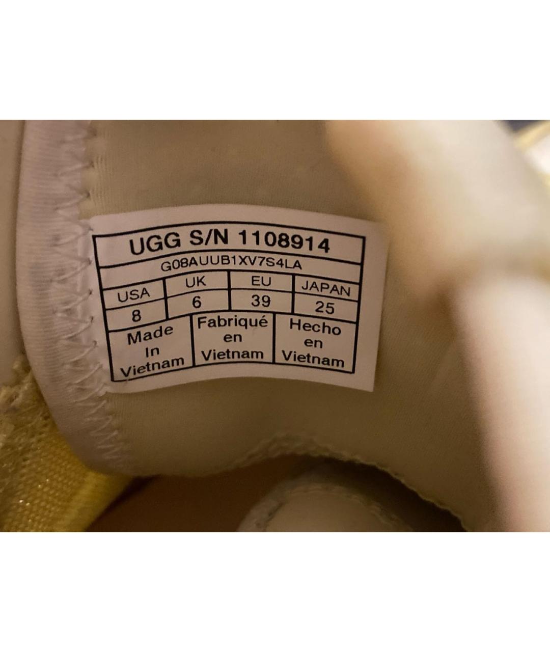 UGG AUSTRALIA Желтые синтетические кроссовки, фото 6