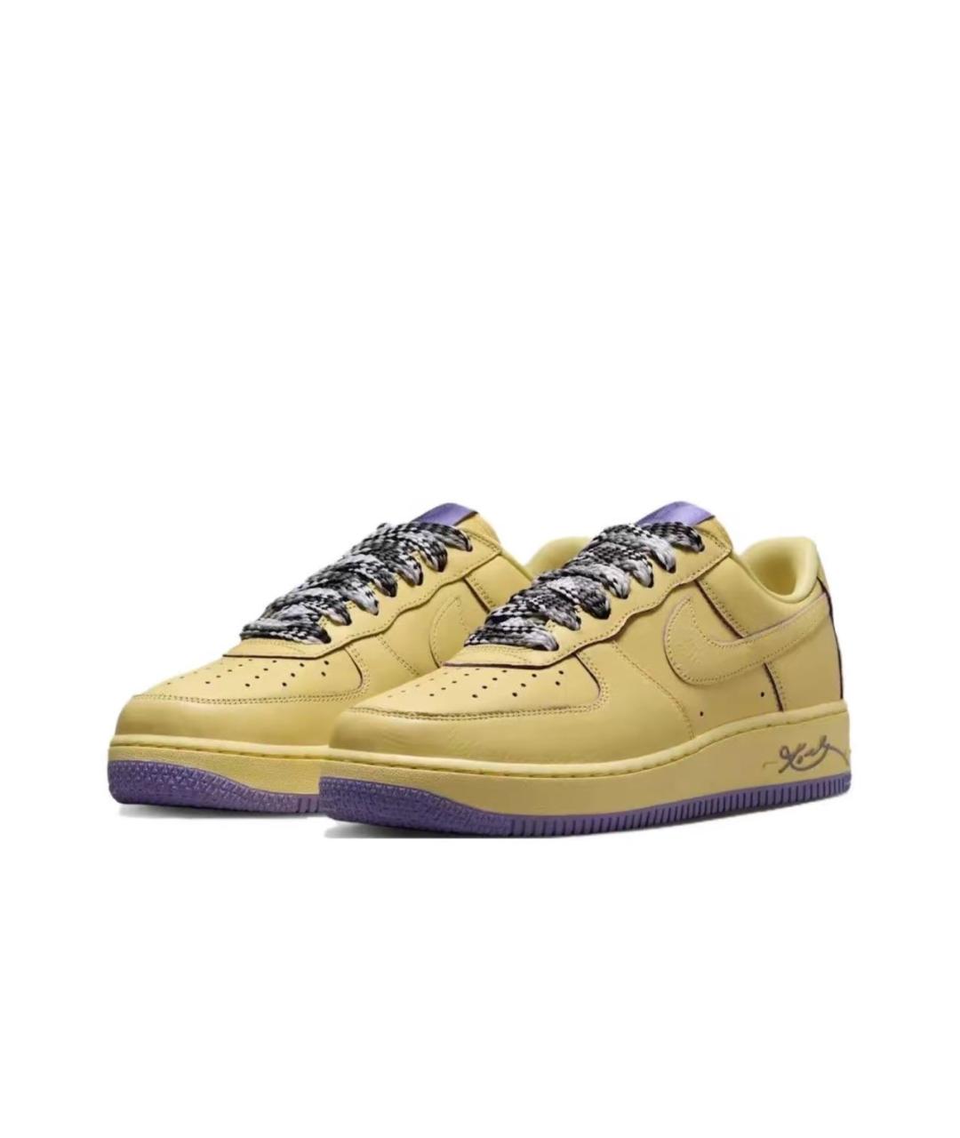 NIKE Желтые кожаные низкие кроссовки / кеды, фото 3