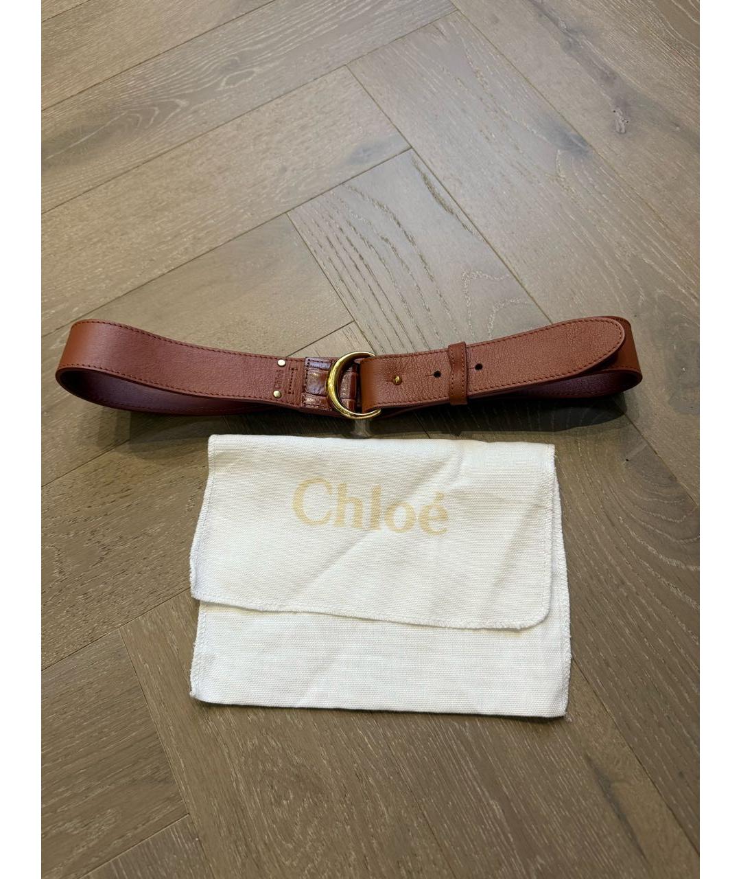 CHLOE Коричневый кожаный ремень, фото 4