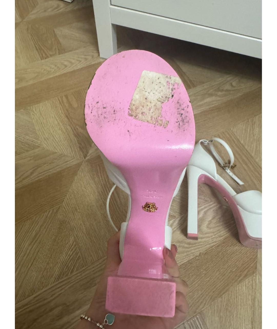 VERSACE Белые кожаные босоножки, фото 6