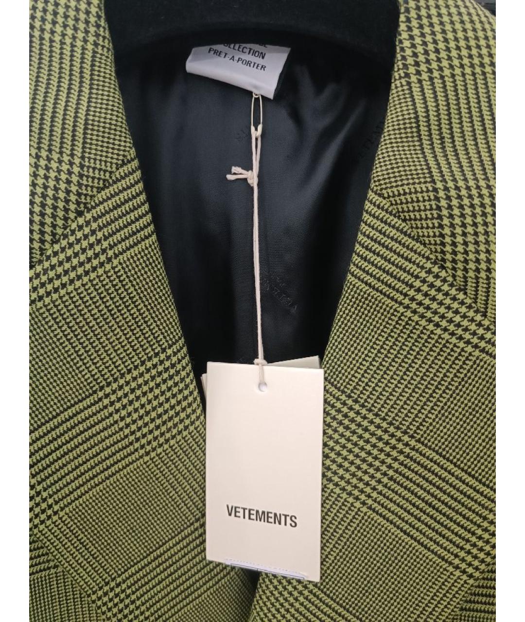 VETEMENTS Зеленый шерстяной костюм с брюками, фото 6