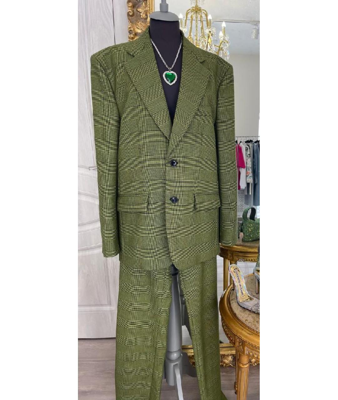 VETEMENTS Зеленый шерстяной костюм с брюками, фото 5
