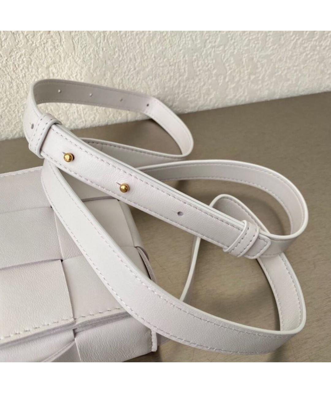 BOTTEGA VENETA Белая кожаная сумка через плечо, фото 3