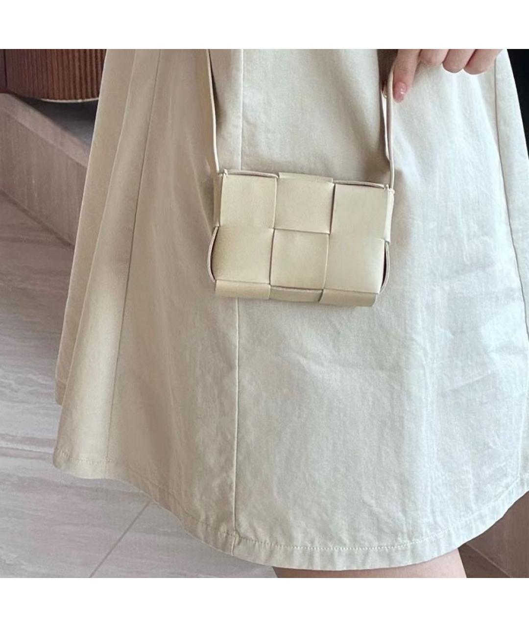 BOTTEGA VENETA Белая кожаная сумка через плечо, фото 6