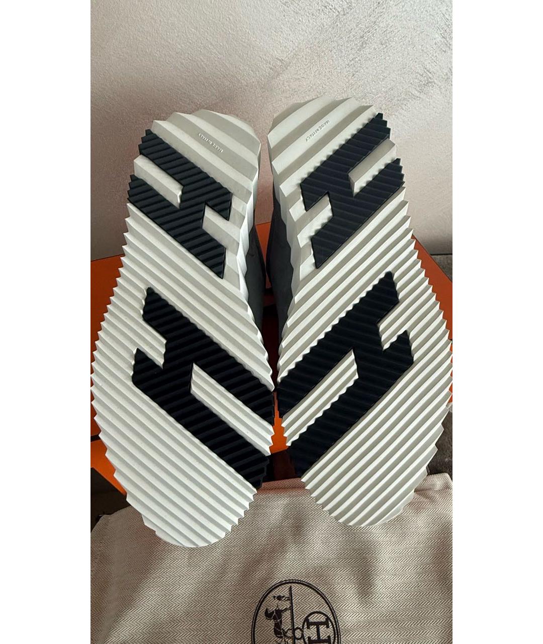 HERMES Антрацитовые замшевые низкие кроссовки / кеды, фото 6