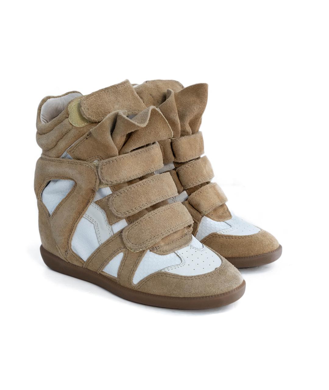 ISABEL MARANT Бежевые кожаные кроссовки, фото 2