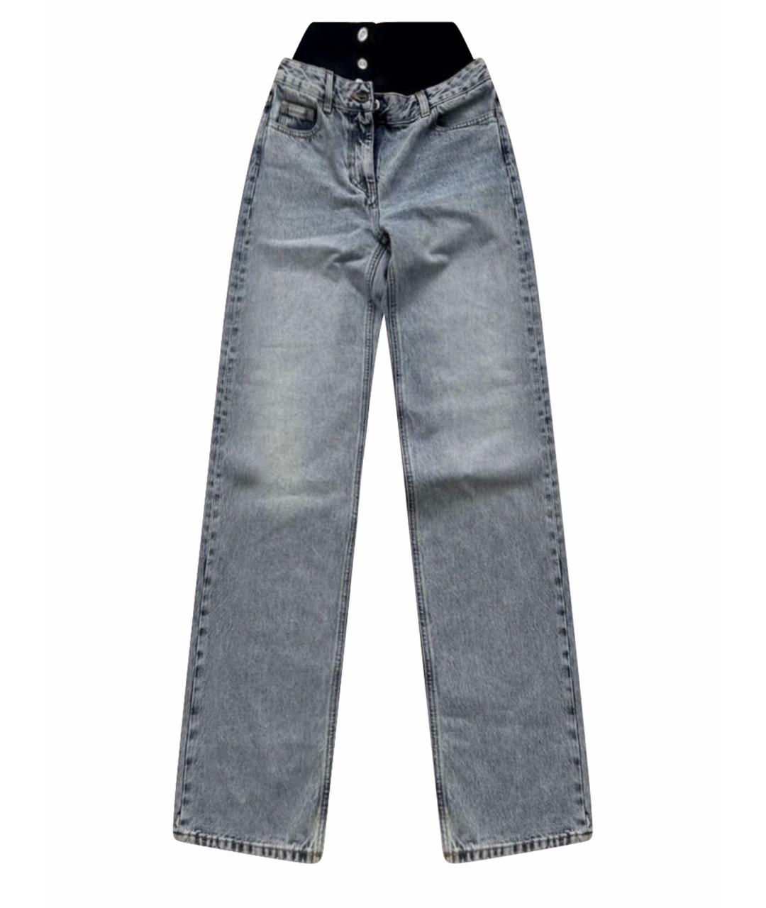 ELISABETTA FRANCHI Голубые хлопковые прямые джинсы, фото 1