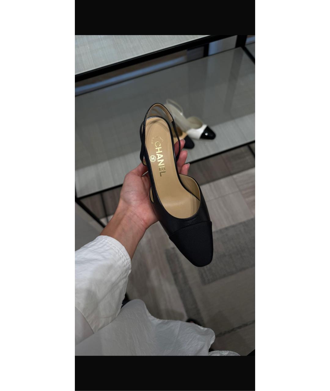 CHANEL Черные кожаные босоножки, фото 4
