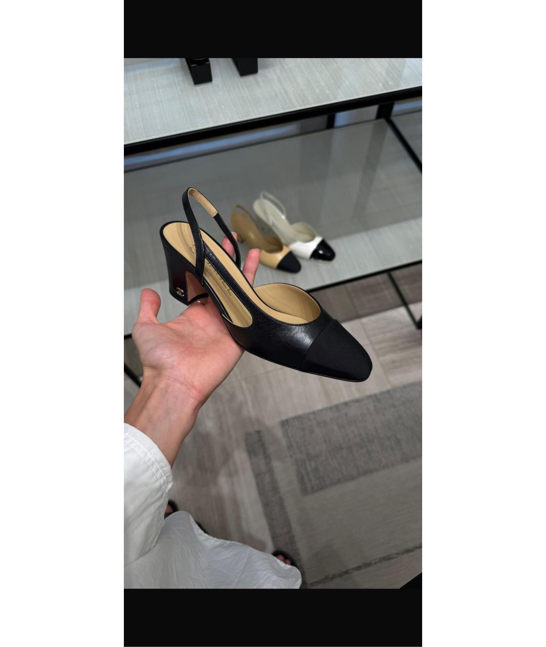 CHANEL Черные кожаные босоножки, фото 5