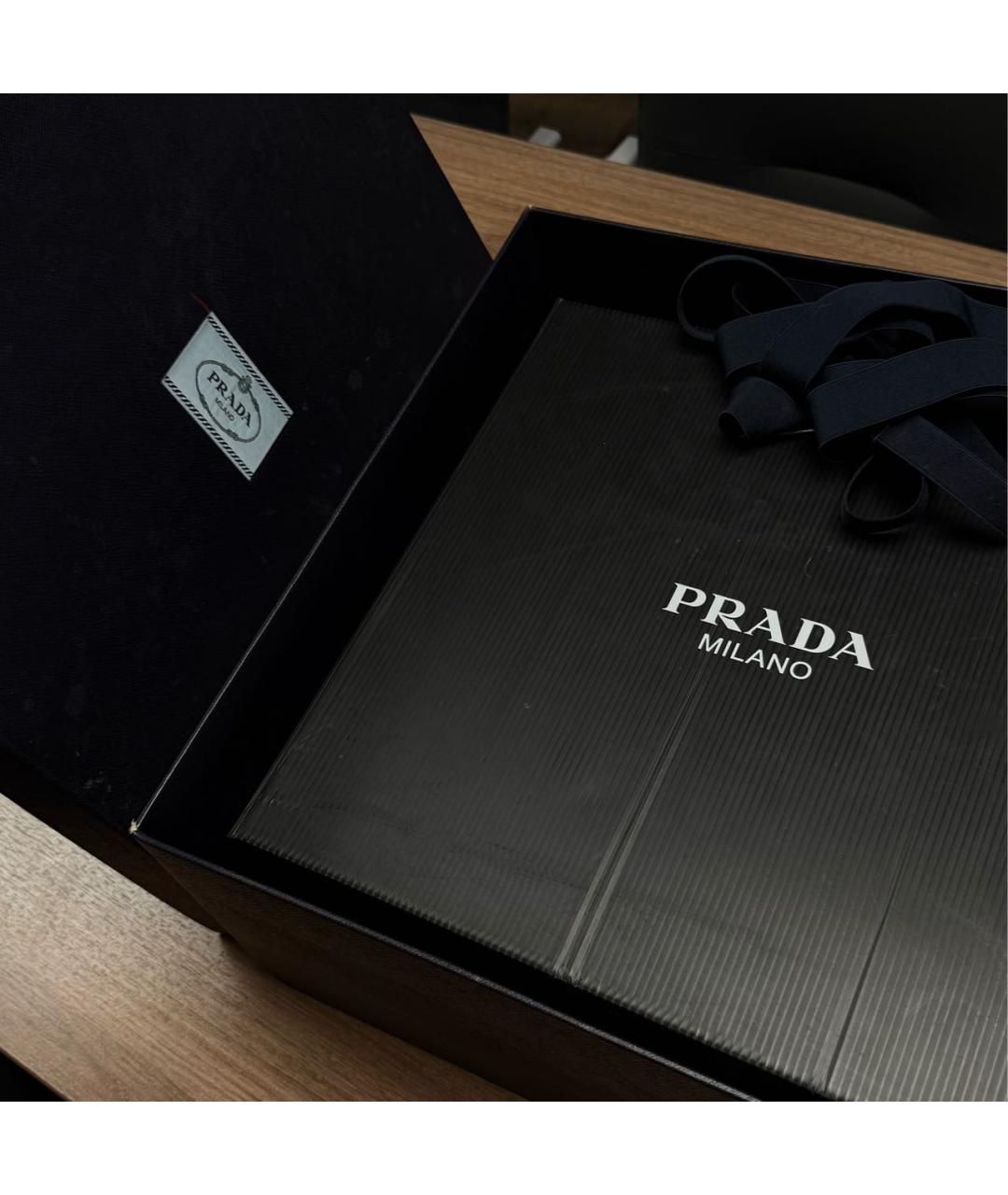 PRADA Черные кожаные низкие кроссовки / кеды, фото 5