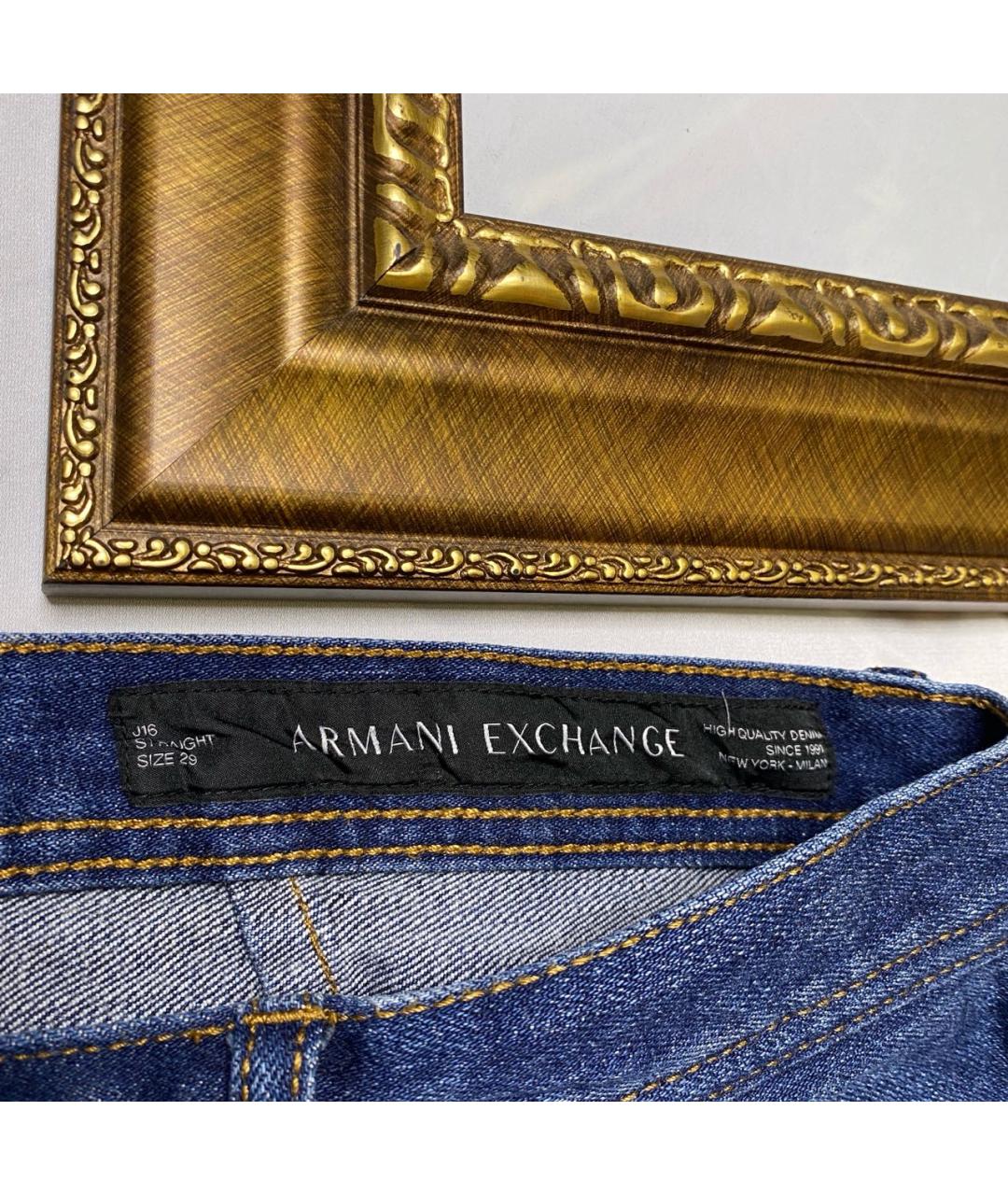 ARMANI EXCHANGE Синие хлопковые прямые джинсы, фото 6