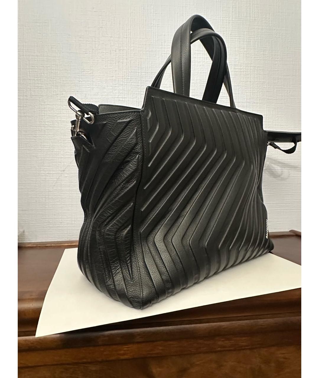 BALENCIAGA Черная кожаная сумка тоут, фото 2