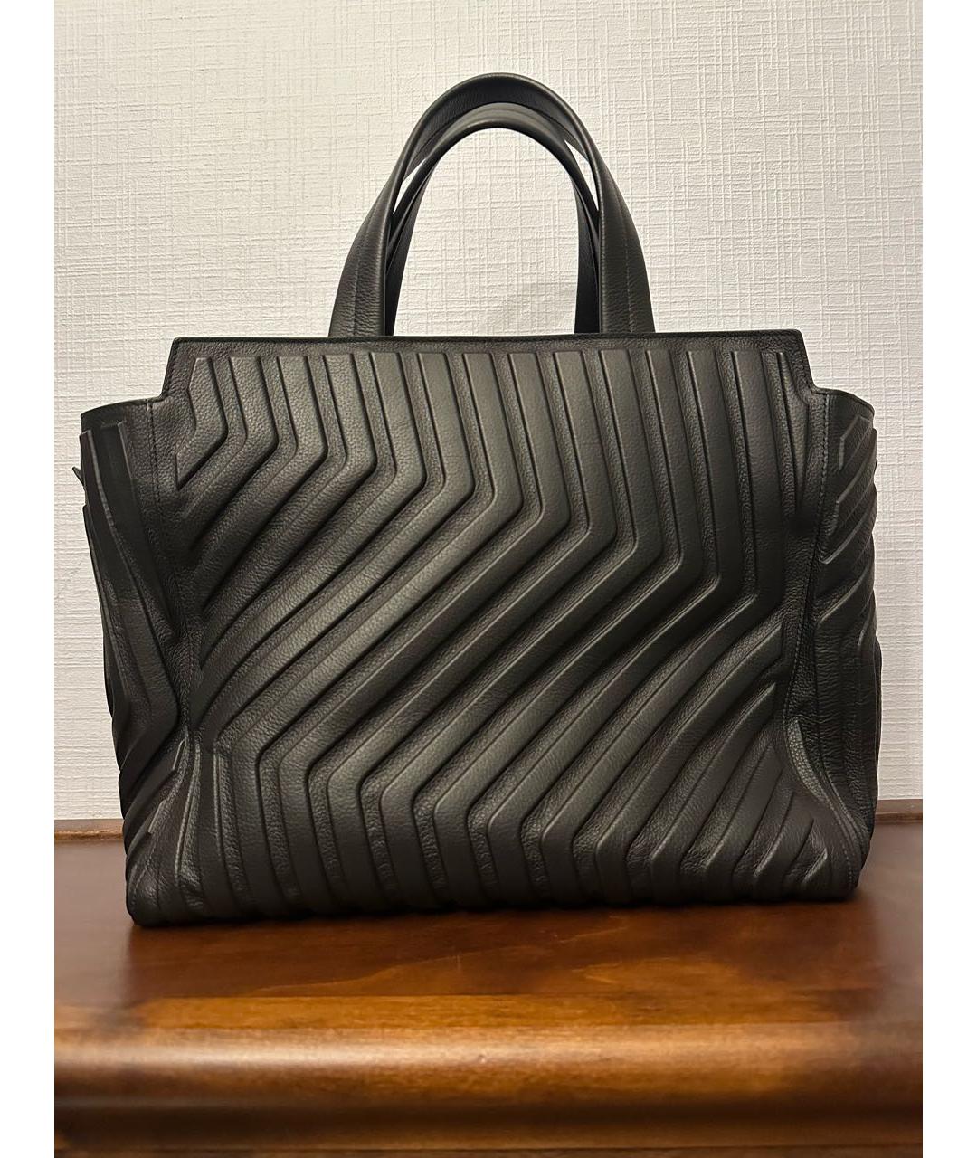 BALENCIAGA Черная кожаная сумка тоут, фото 3