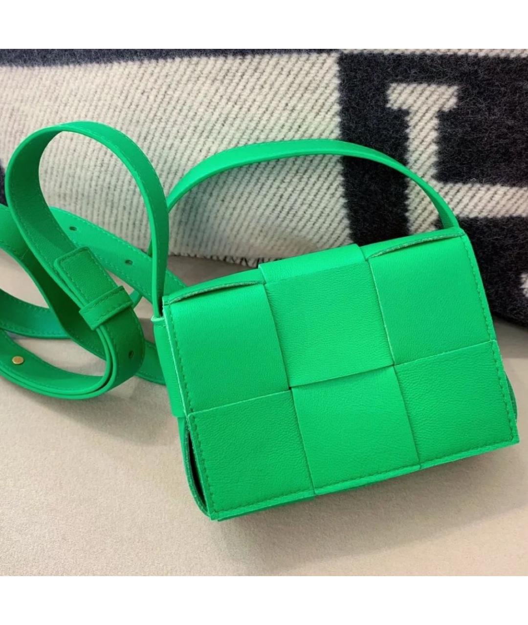 BOTTEGA VENETA Зеленая кожаная сумка через плечо, фото 2
