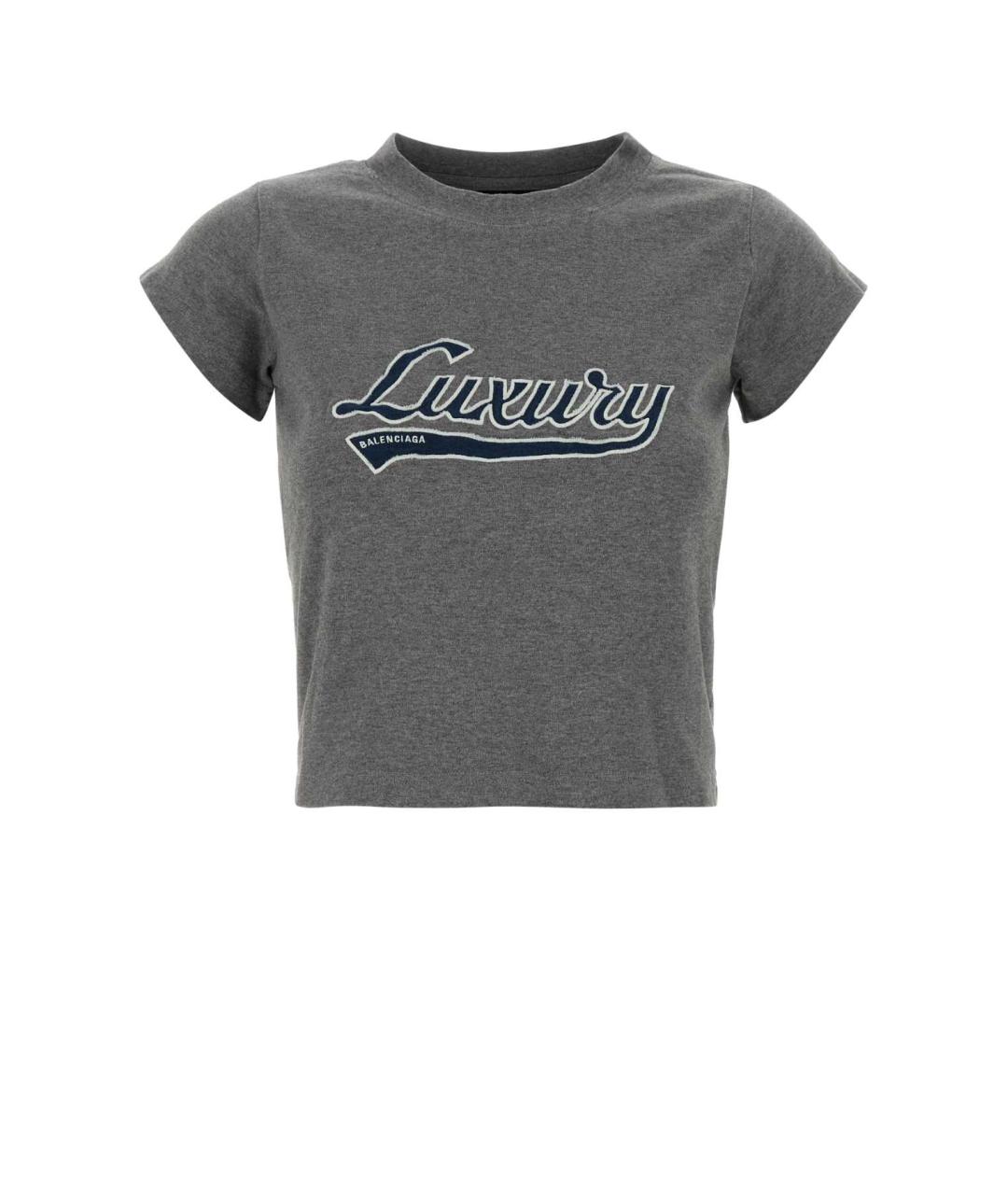 BALENCIAGA Серая хлопковая футболка, фото 1