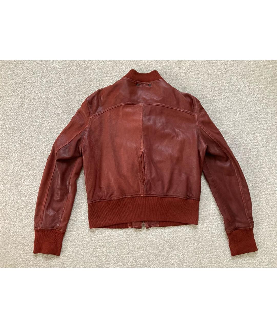 HUGO BOSS Бордовая кожаная куртка, фото 2