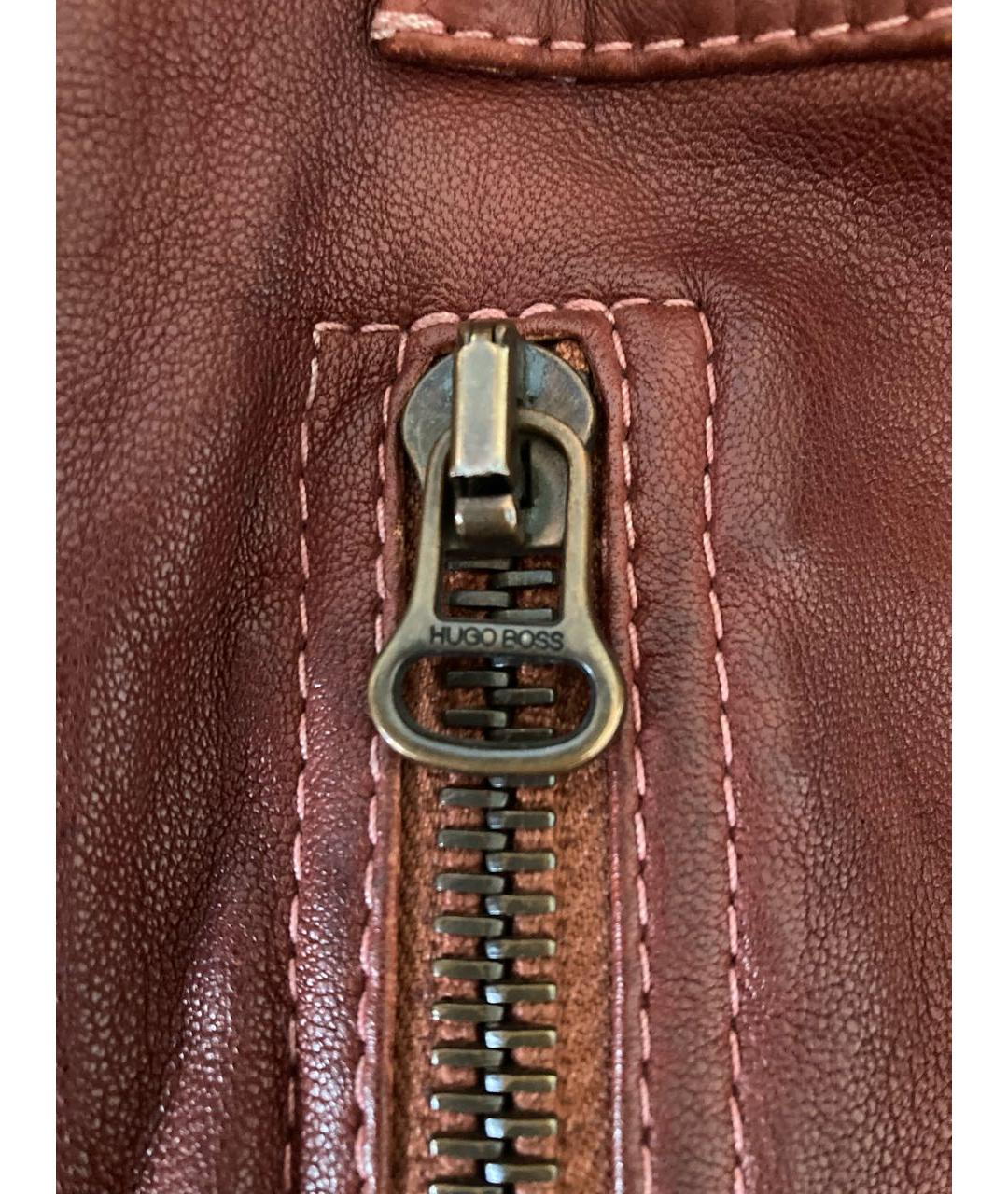HUGO BOSS Бордовая кожаная куртка, фото 6