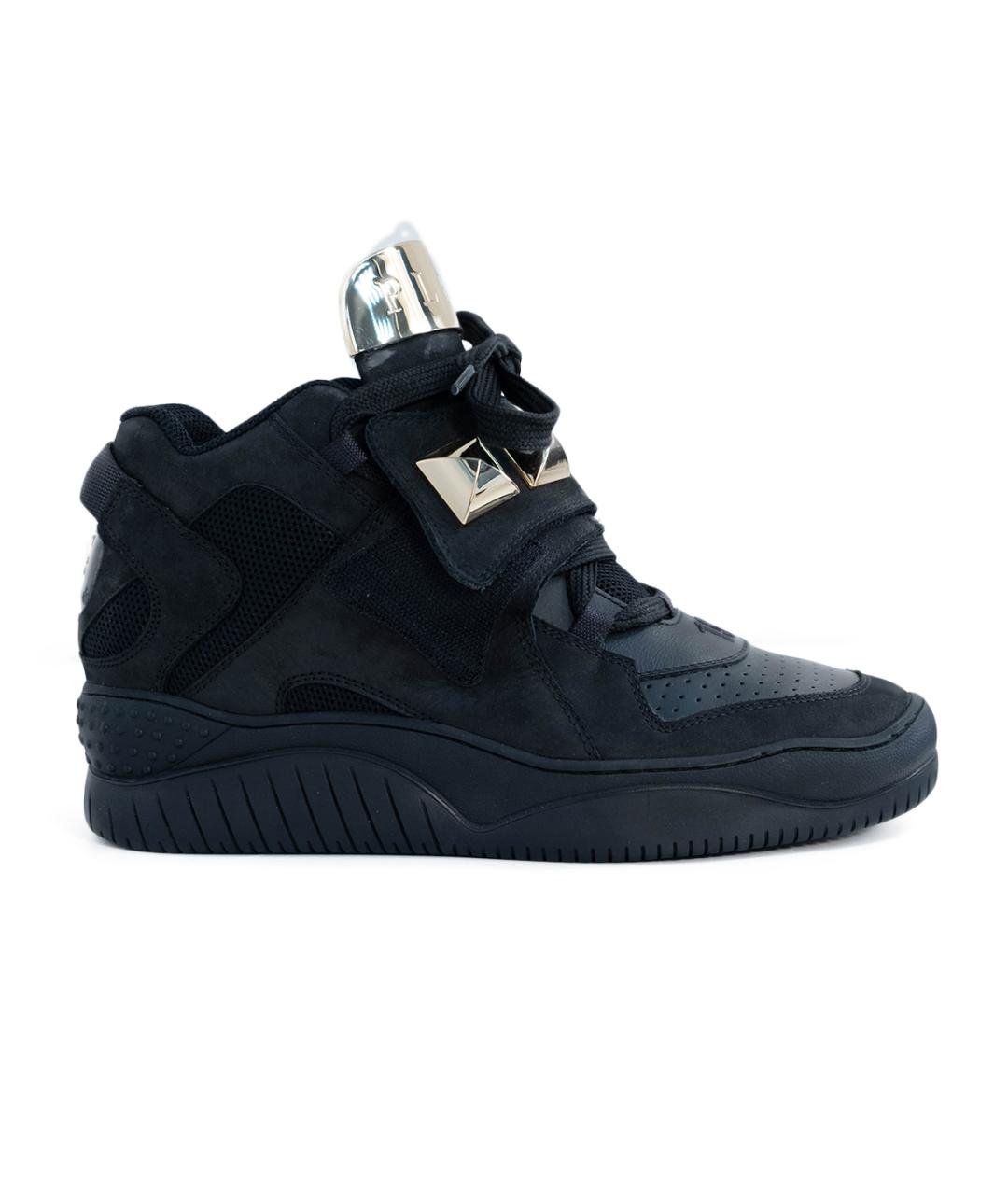 PHILIPP PLEIN Черные кожаные кеды, фото 1