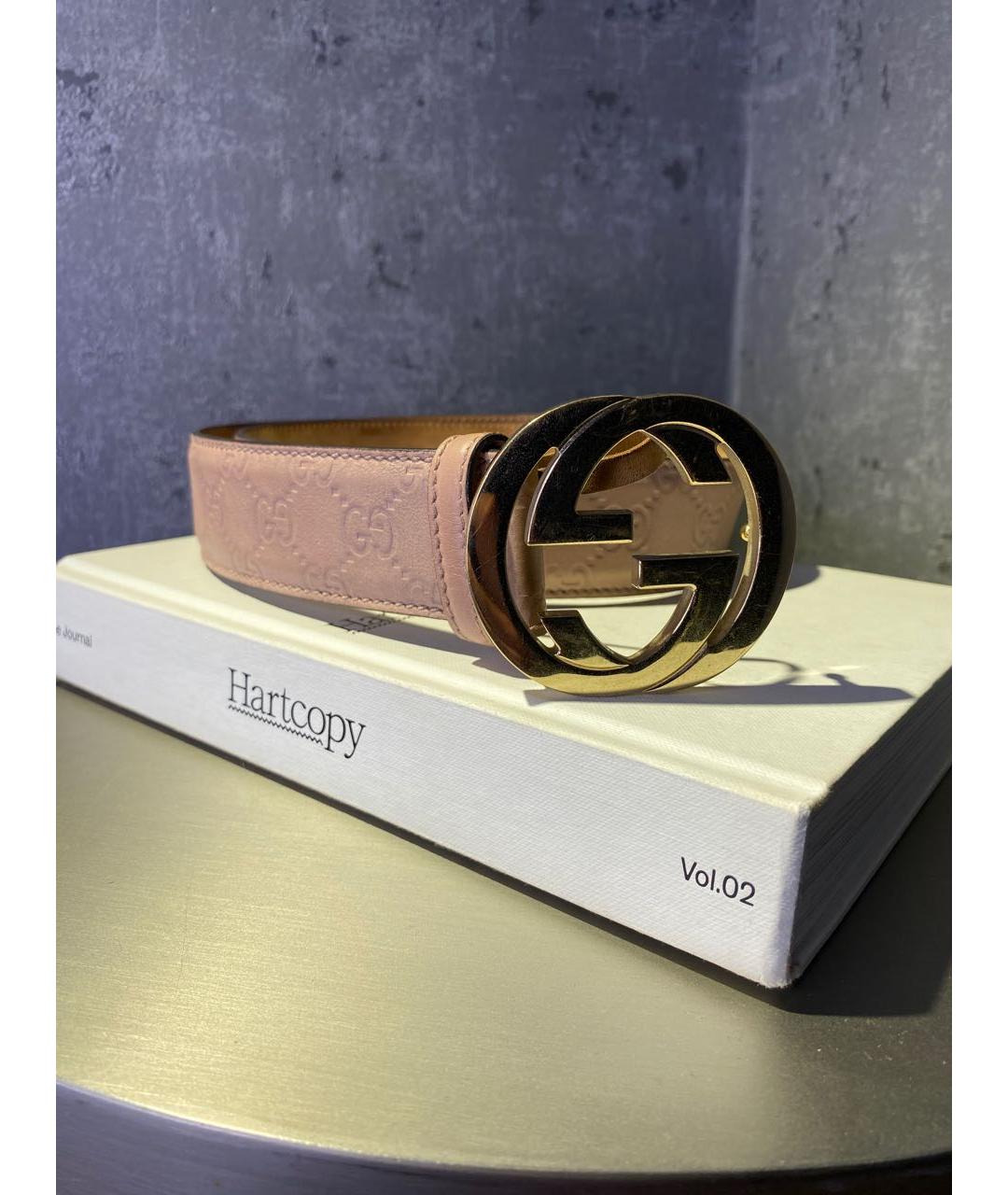 GUCCI Розовый кожаный ремень, фото 2