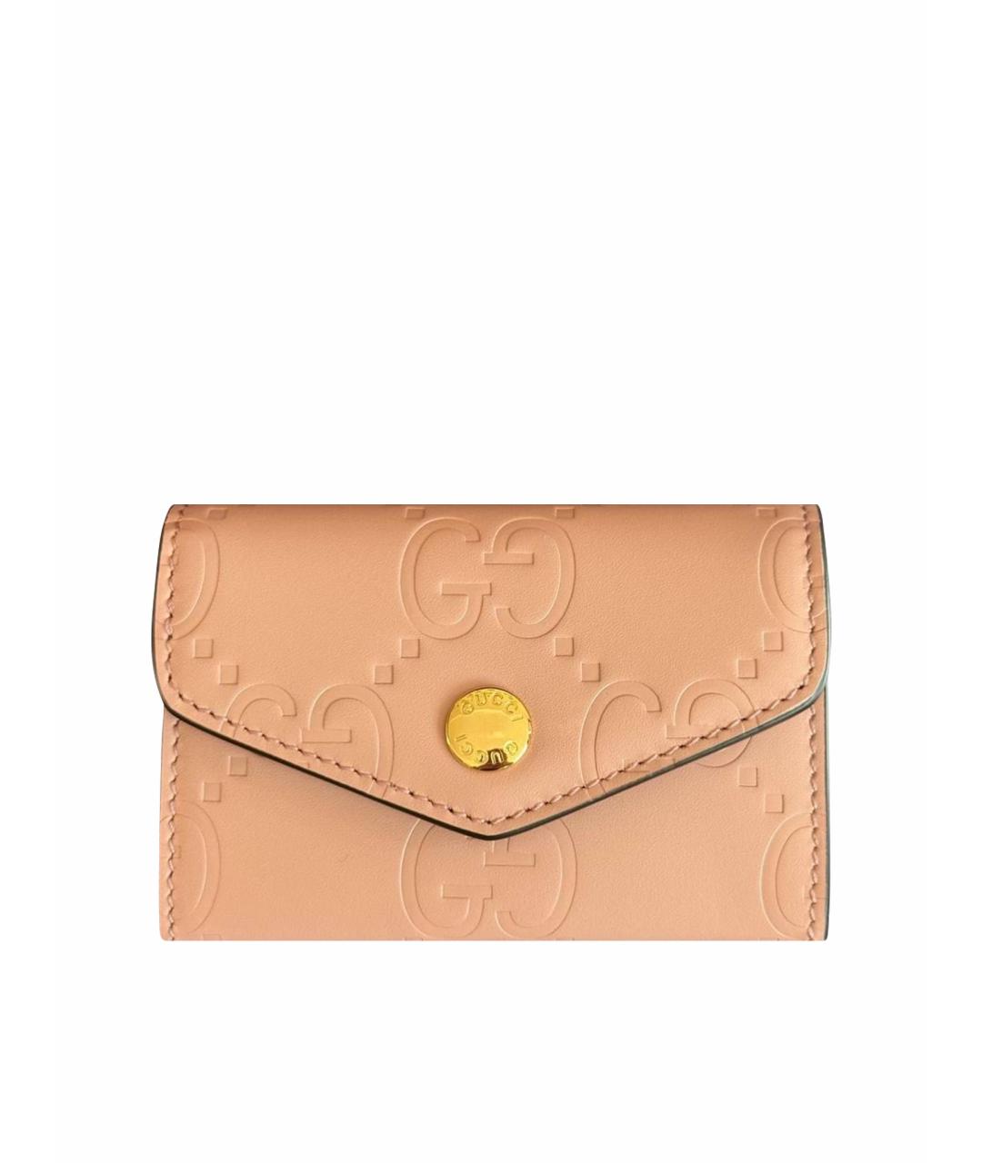 GUCCI Розовый кожаный кардхолдер, фото 1