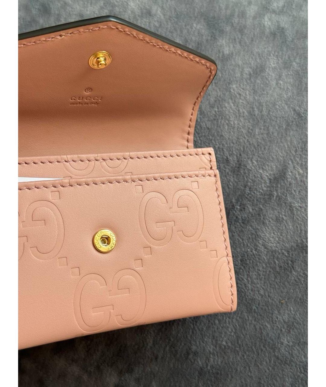 GUCCI Розовый кожаный кардхолдер, фото 3