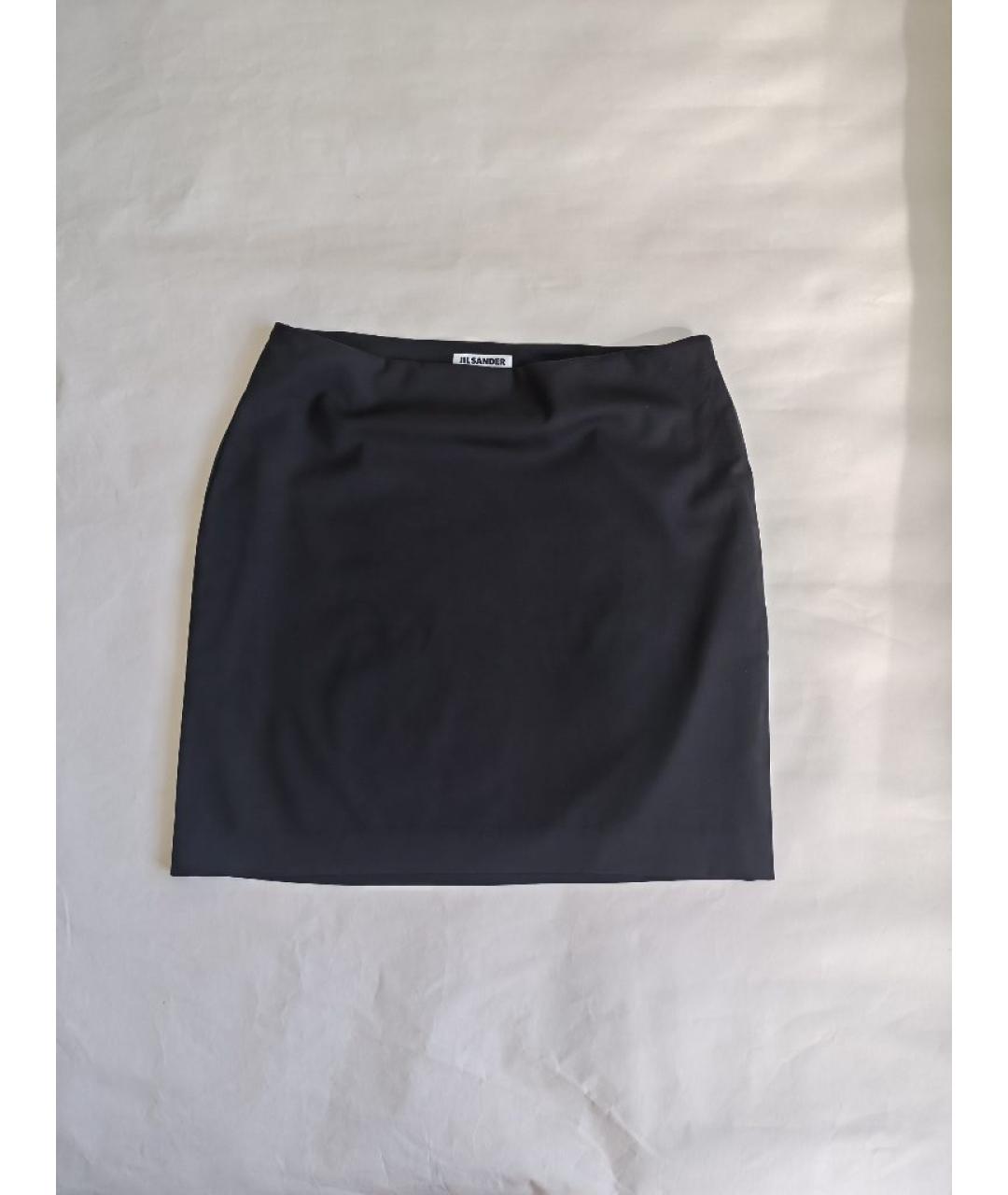 JIL SANDER Черная шерстяная юбка миди, фото 5