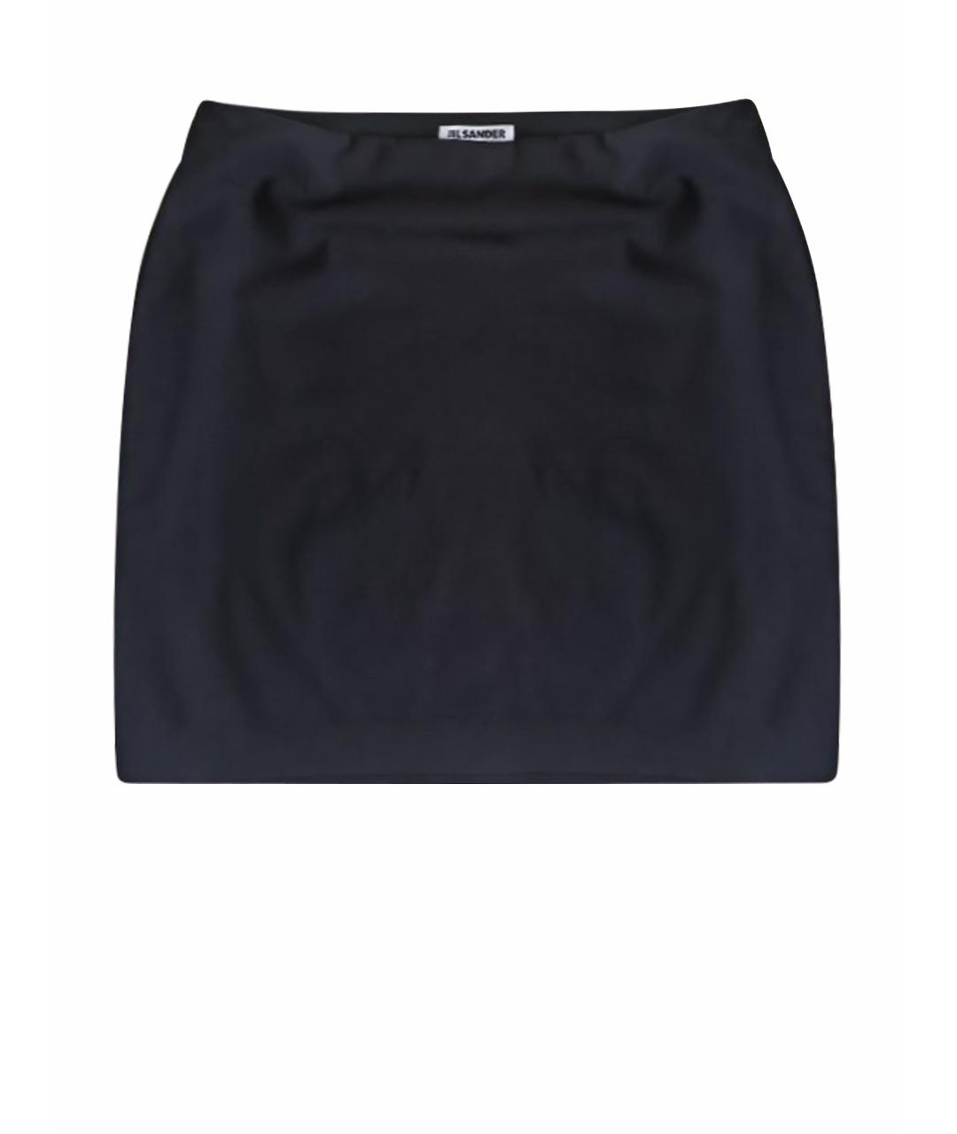 JIL SANDER Черная шерстяная юбка миди, фото 1