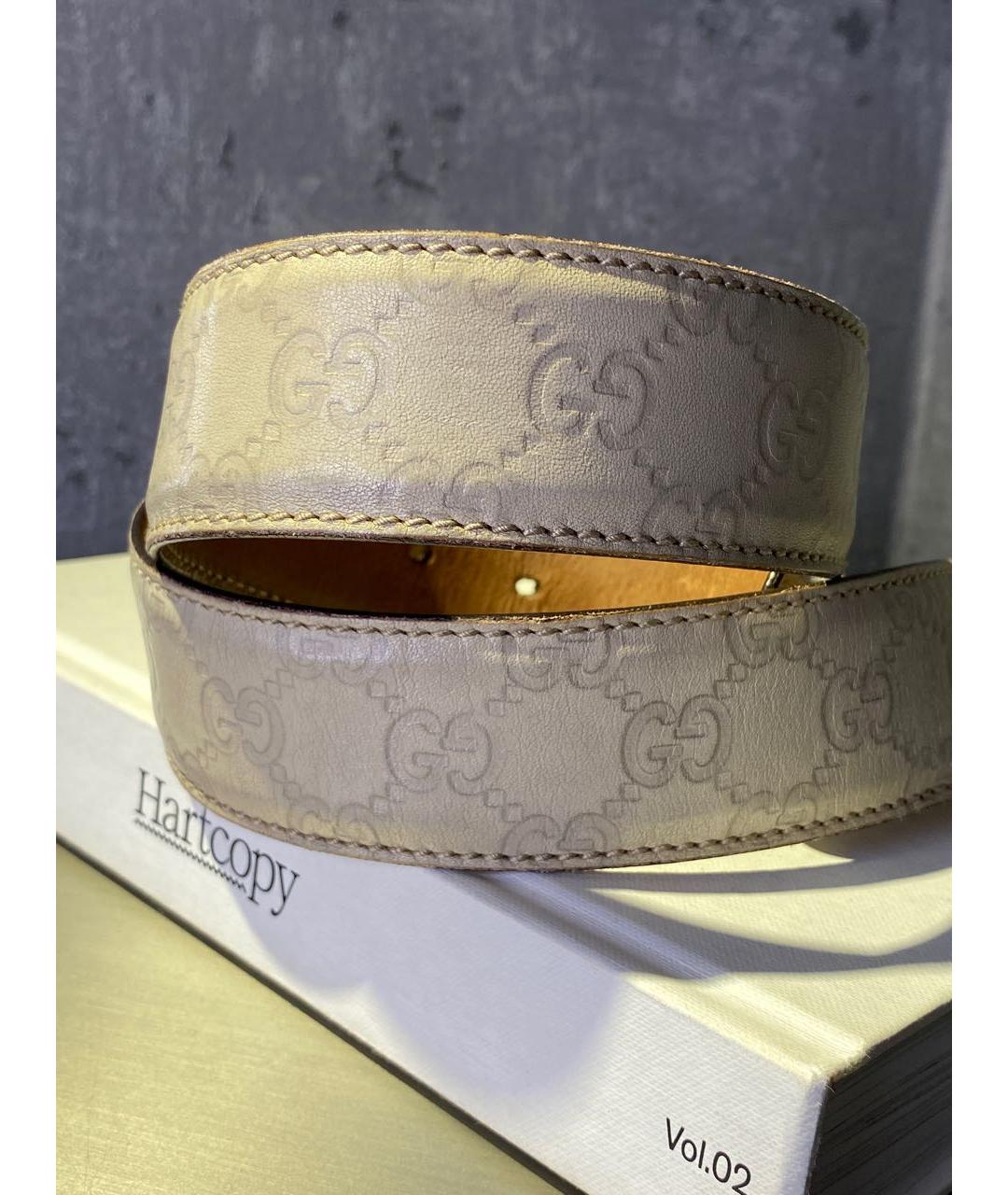 GUCCI Бежевый кожаный ремень, фото 4