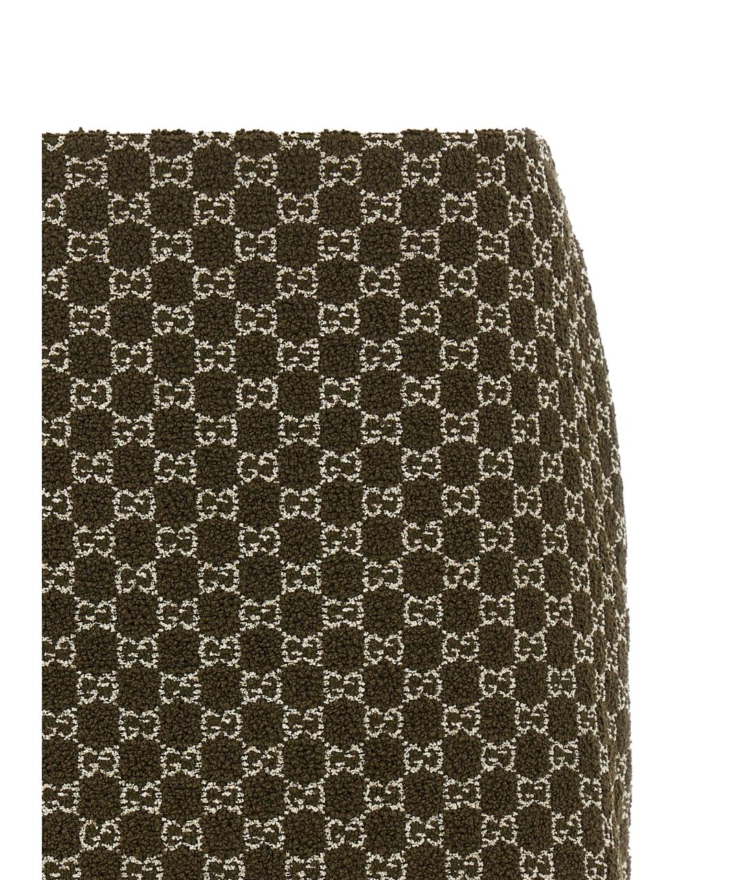 GUCCI Зеленая хлопковая юбка мини, фото 3