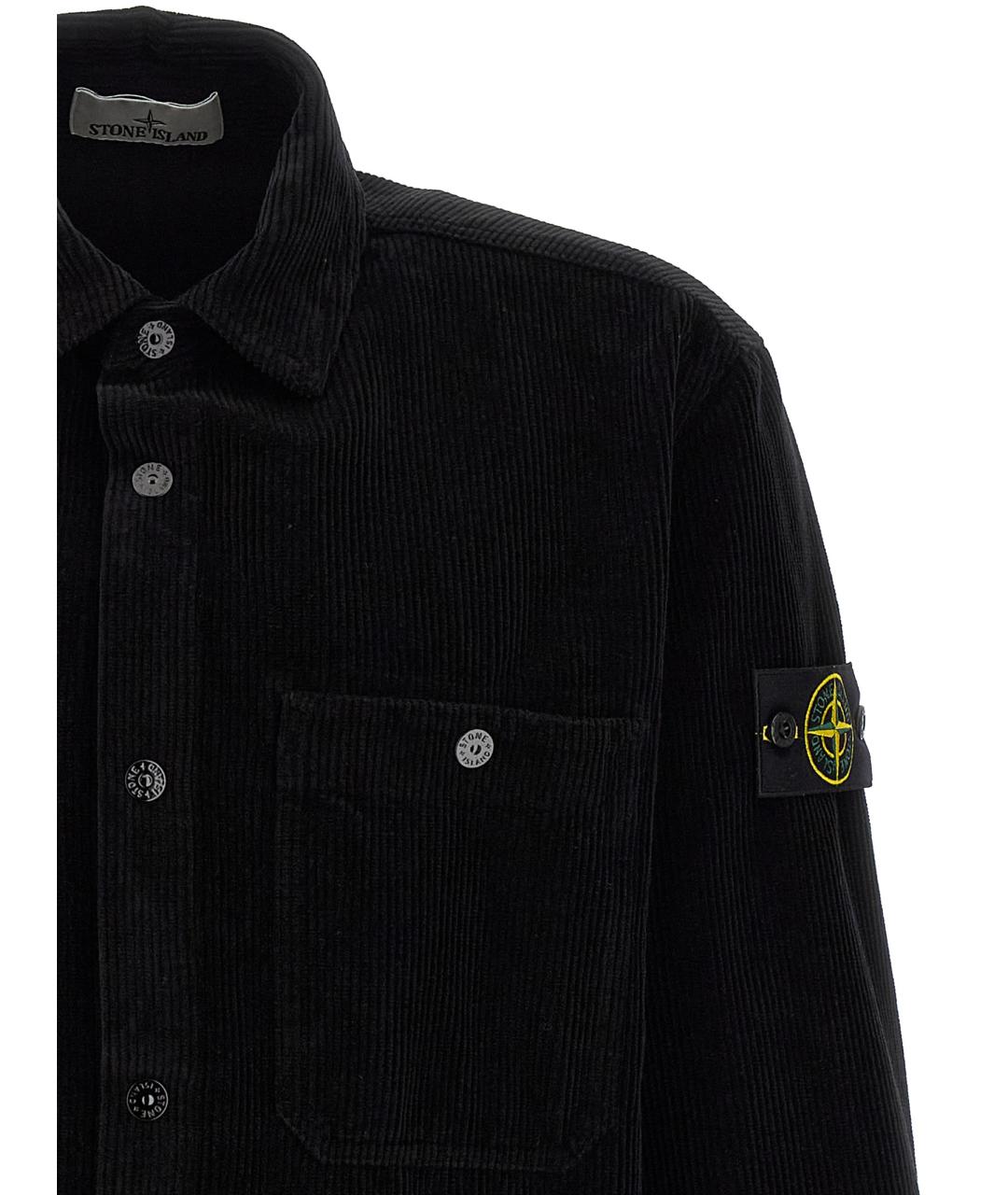 STONE ISLAND Черная хлопковая кэжуал рубашка, фото 3
