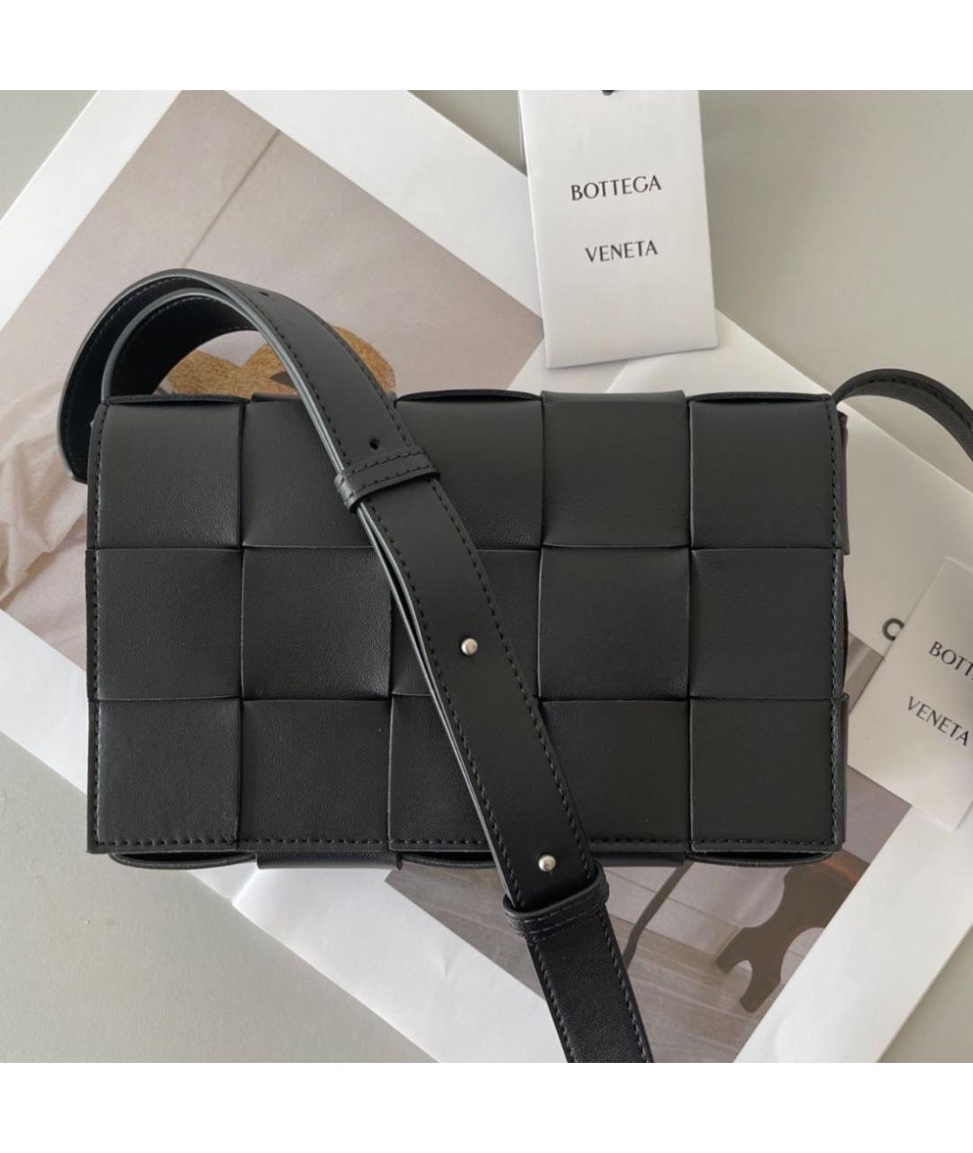 BOTTEGA VENETA Черная кожаная сумка через плечо, фото 3