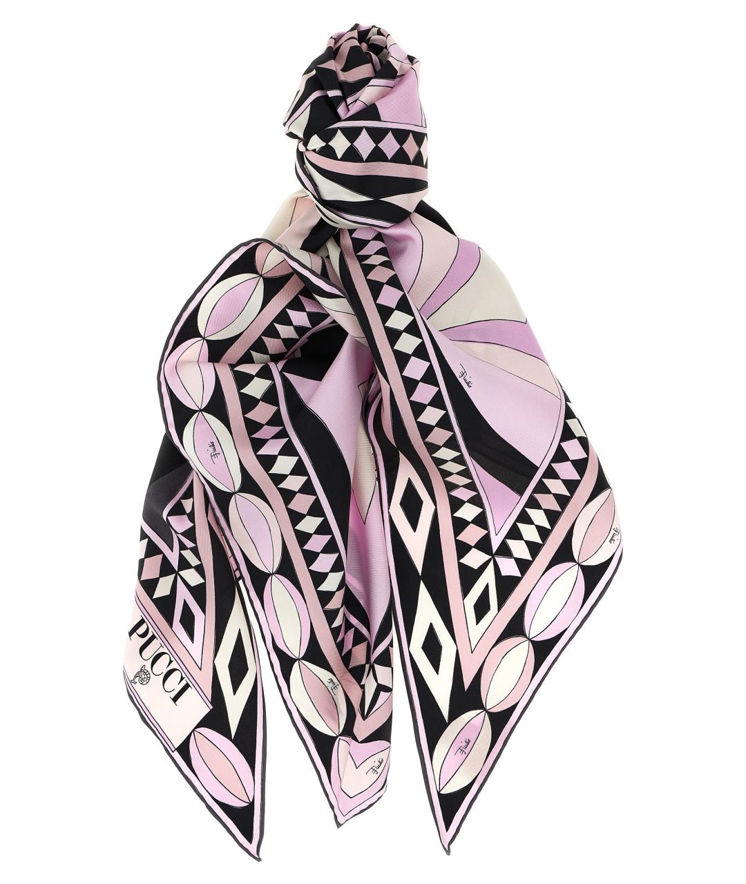 EMILIO PUCCI Розовый шелковый шарф, фото 1