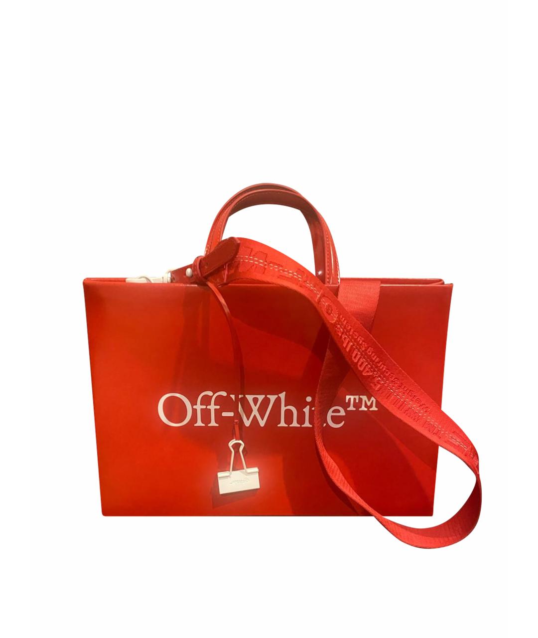 OFF-WHITE Красная кожаная сумка с короткими ручками, фото 1