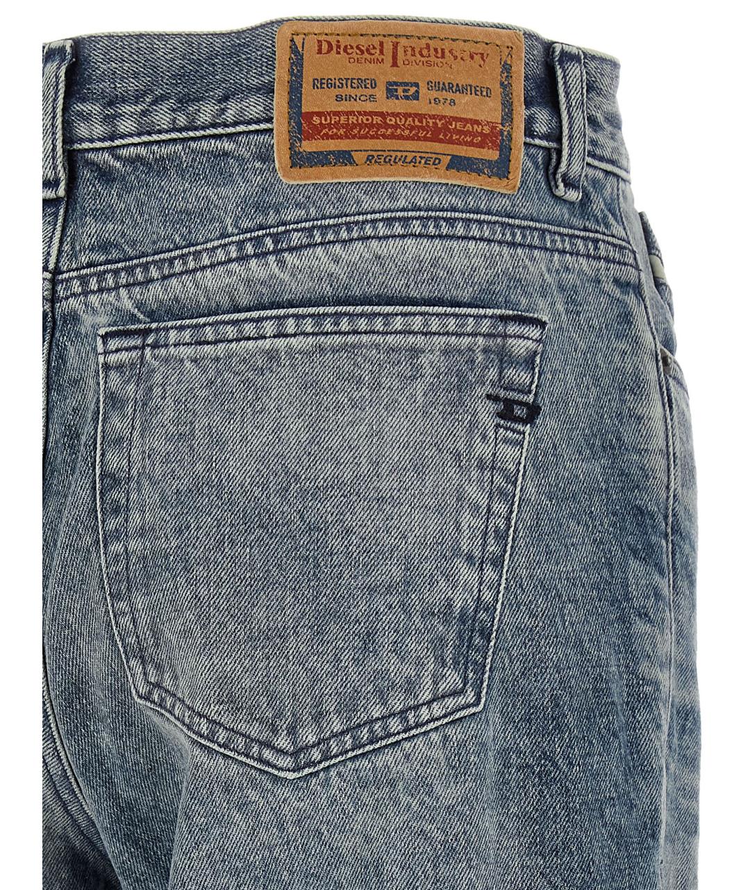 DIESEL Голубые хлопковые прямые джинсы, фото 4