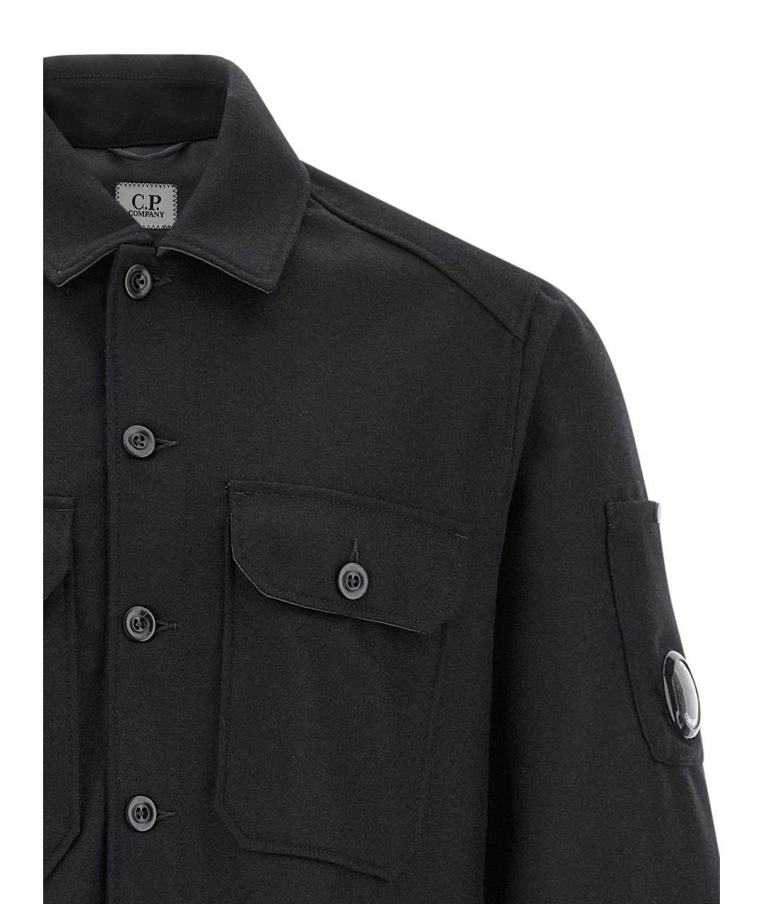CP COMPANY Черная шерстяная кэжуал рубашка, фото 3