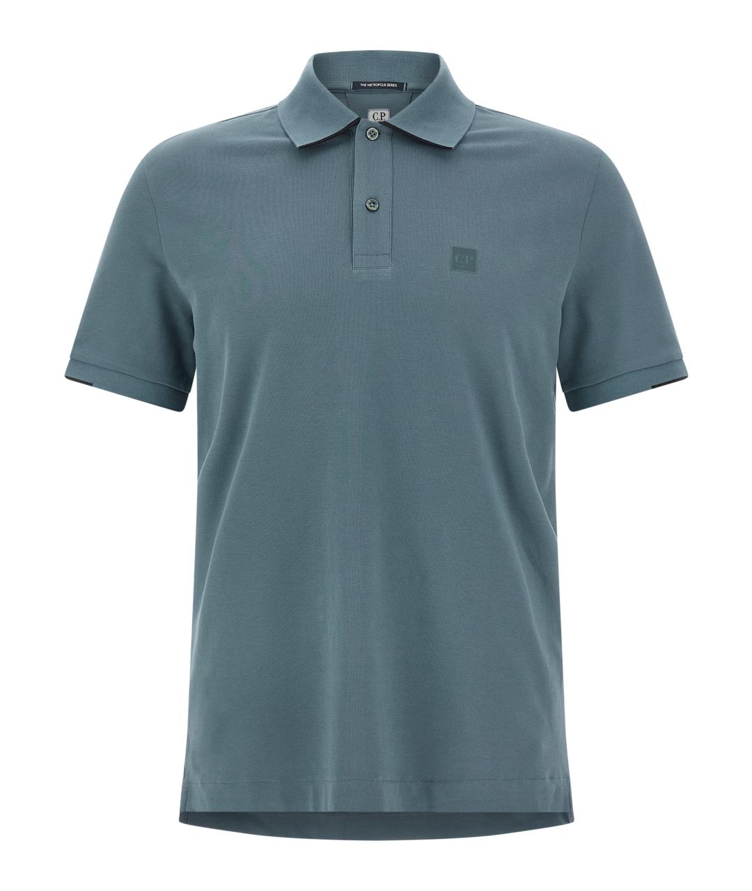 CP COMPANY Голубое хлопковое поло с коротким рукавом, фото 1