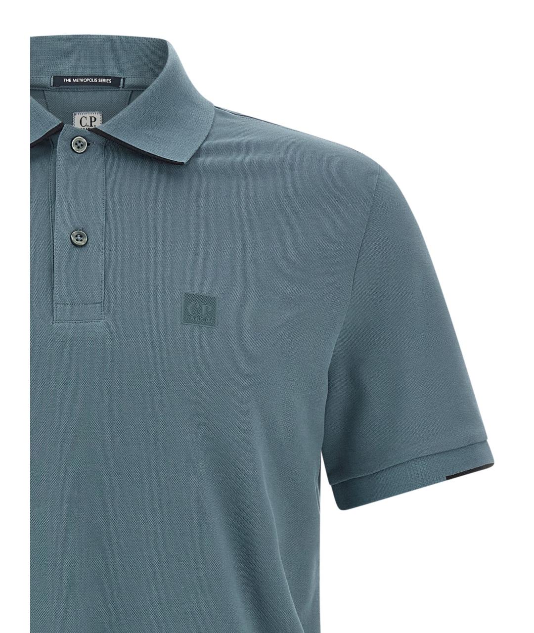 CP COMPANY Голубое хлопковое поло с коротким рукавом, фото 3